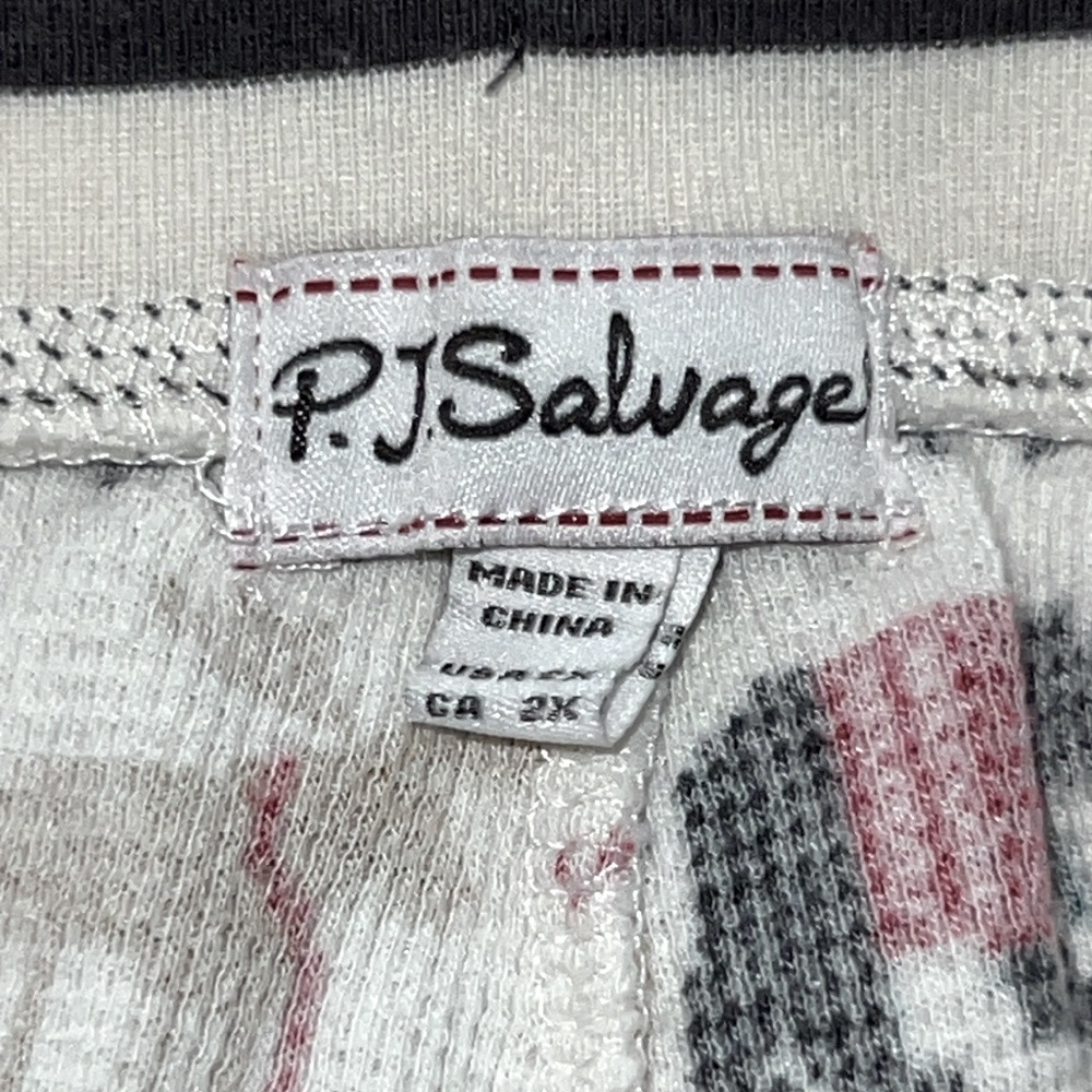 PJ SALVAGE 🫎🦌 WHITE/RED COTTON MOOSE DEER BEAR SNOWFLAKE THERMAL PAJAMA PANTS 2X - Picture 7 of 8